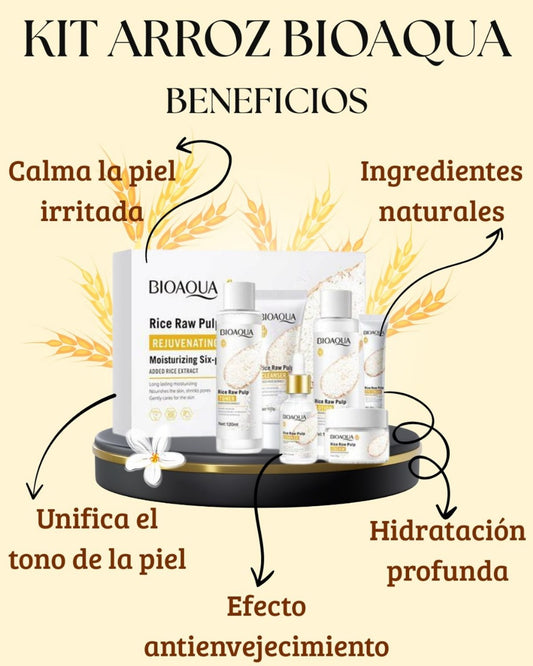 "Kit De Cuidado Facial BIOAQUA – RICE RAW PULP"