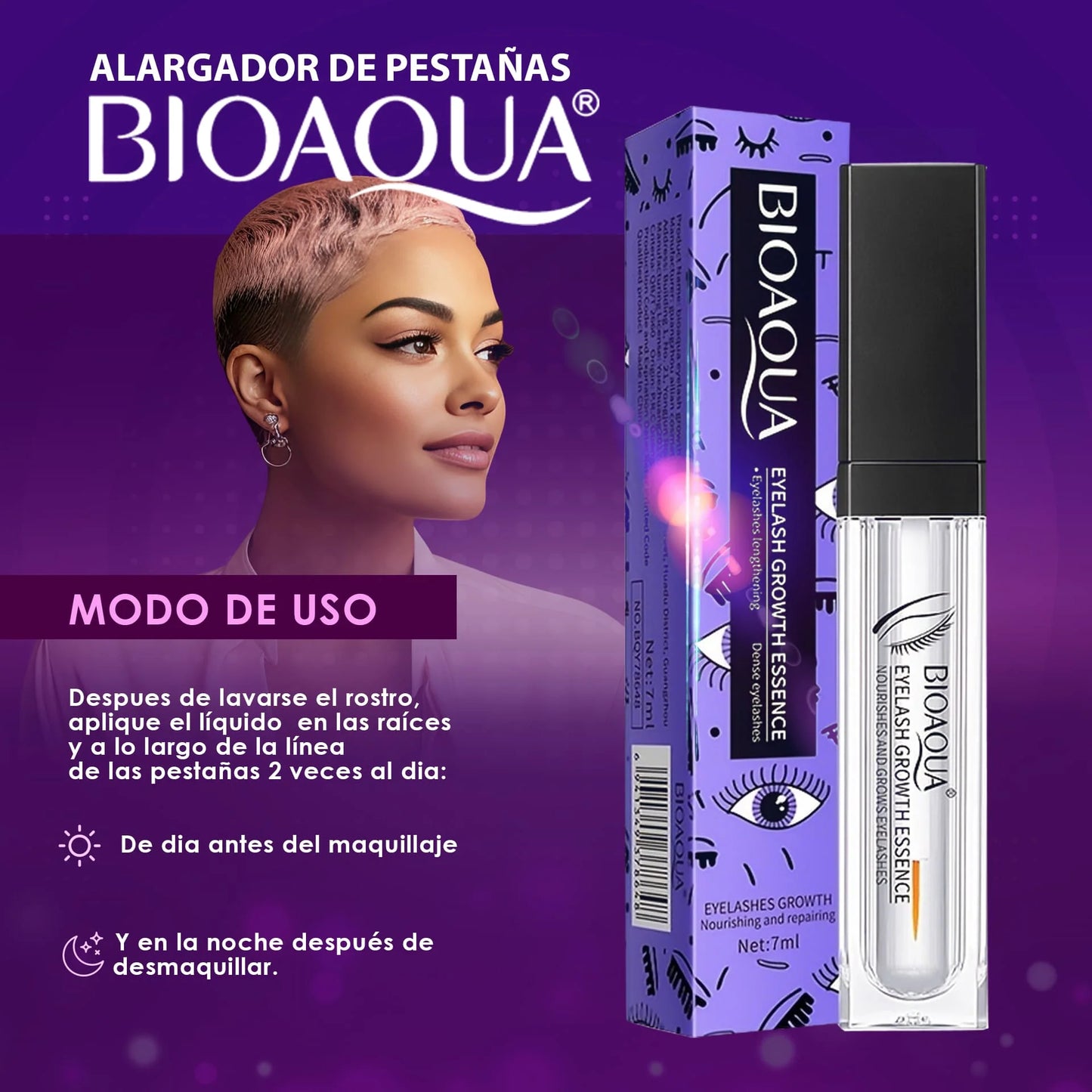 “Bioaqua Serum para Pestañas – Crecimiento Natural, Más Largas y Fuertes”